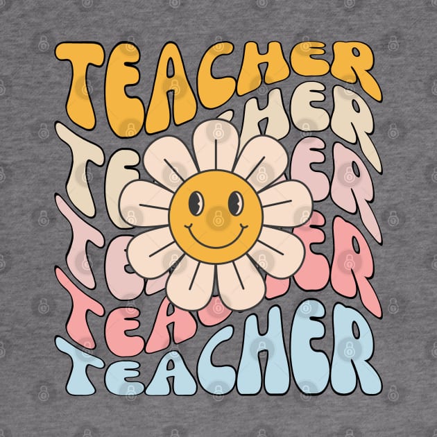 Retro Teacher Daisy Colorful - Elementary School Teacher by StarMa